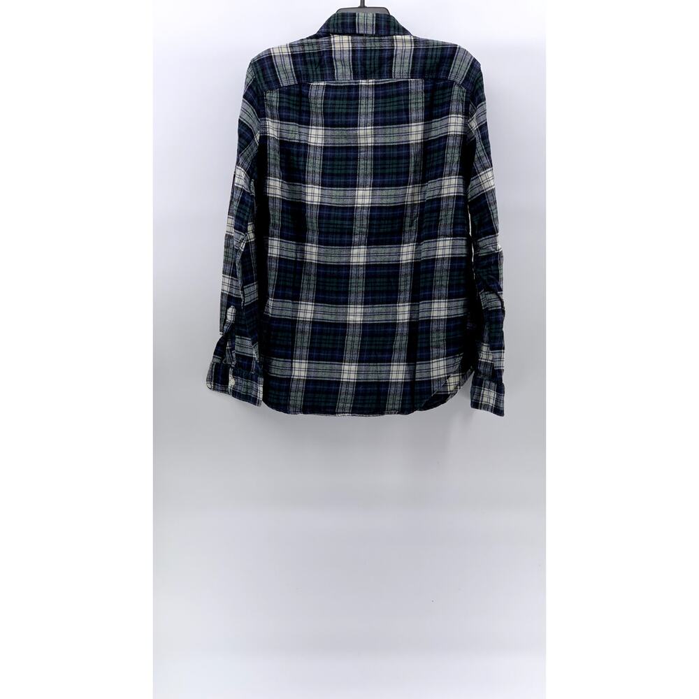 GAP Men's Blue-Green Plaid Button-Up Regular-Fit Long Sleeve Flannel Shirt SZ M - Picture 2 of 10